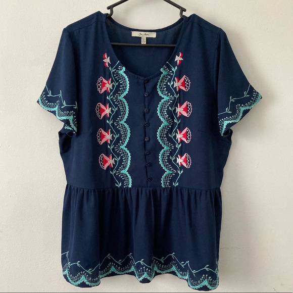 Ella Moon Tops - Ella Moon Blue Peplum Blouse, XL
